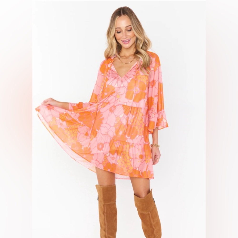 Retro Flowered Sheer Dress with Slip
